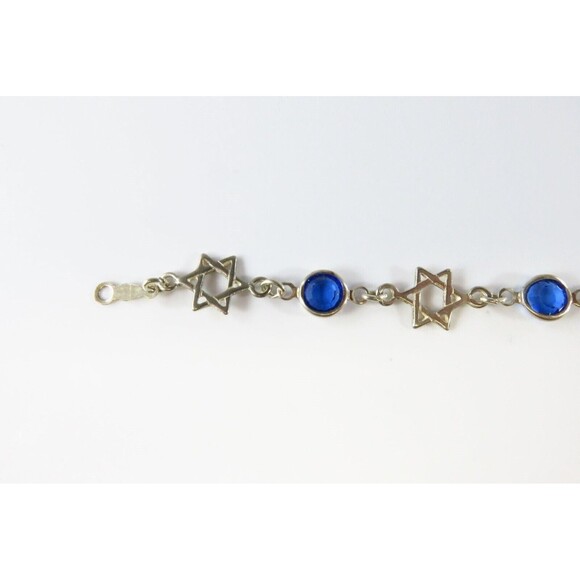 Judaism Star of David Link Bracelet in Sterling Silver 6 3/4" Lobster Clasp - Picture 2 of 6